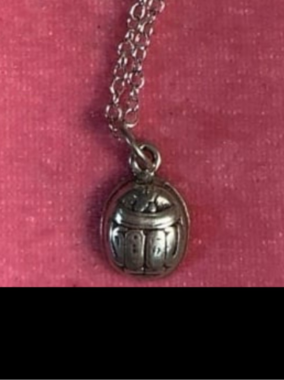 Vintage Sterling Silver mini Scarab Pendant Necklace - Women's Jewelry